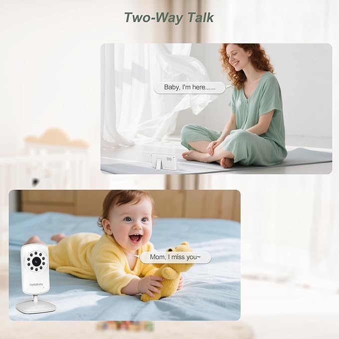 HelloBaby Monitor with 3 Cameras, 2.4'' Portable Travel Screen Baby Monitor No WiFi, 1000ft Long Range Video Baby Monitor, Night Vision, VOX Mode-Power Saving, Baby Safety Camera,for Baby/Pet/Elder