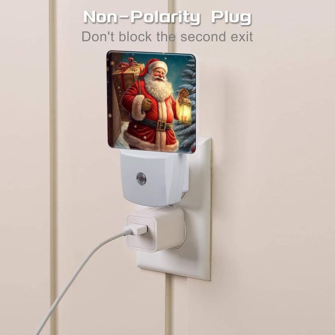Christmas Santa Claus with Gifts Night Light for Kids,Kind Smile Santa Claus Night Light Plug in with Dusk to Dawn Sensor,0.5w Energy Saving Nightlight for Hallway Stairway Kitchen Bedroom
