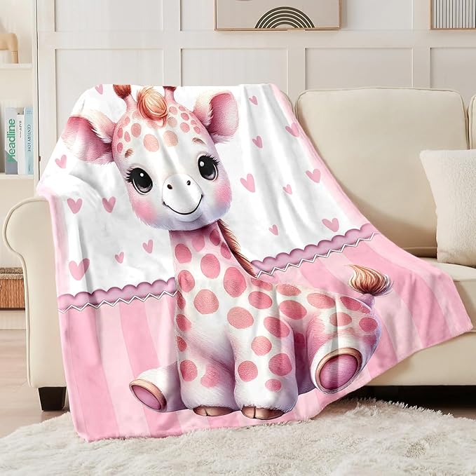 Personalized Baby Blanket for Girls, Custom Baby Blanket with Name, Soft Cozy Personalized Name Blankets for Kids, Customized Giraffe Blankets for Infant Toddler Birthday Christmas