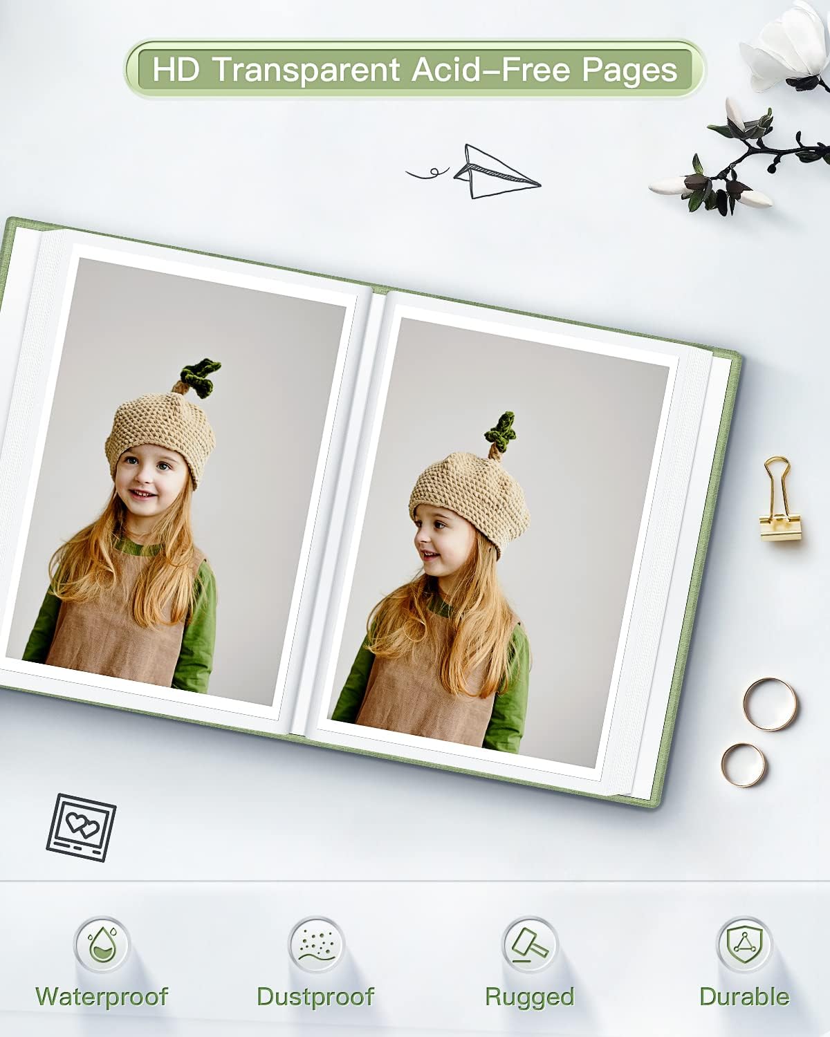 popotop Photo Album 4x6-100 Photos Photo Books with 100 Vertical Pockets,Linen Cover Albums for Family Wedding Anniversary Baby Vacation Pictures