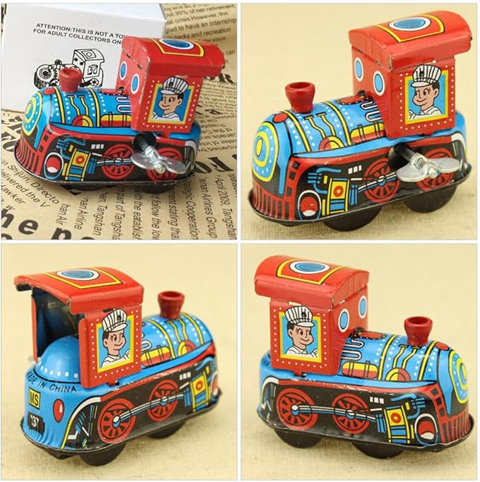 TOYANDONA Tin Locomotive Wind up Toys Windup Toys Train Wind- up Toy Wind up Toy Boat Motor Tin Toys Vintage Wind- up Kids Toys Mini Toys Kid Toy Wind-up Toy Tinplate Iron Sheet Clock Child