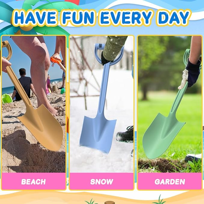 3PCS Beach Shovel Sandbox Toy, 16 inch Heavy Duty Shovel Garden Digging Bath Water Pool Toy for Kid Adult, Garden Digging Sand Toy Camping Travel Beach Essential