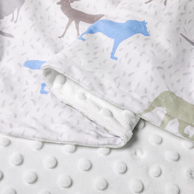 Soarwg Kids Baby Blanket Unisex Newborn, Super Soft Comfy, 100% Polyester Minky, 30 x 40 Inch, Green, Blue