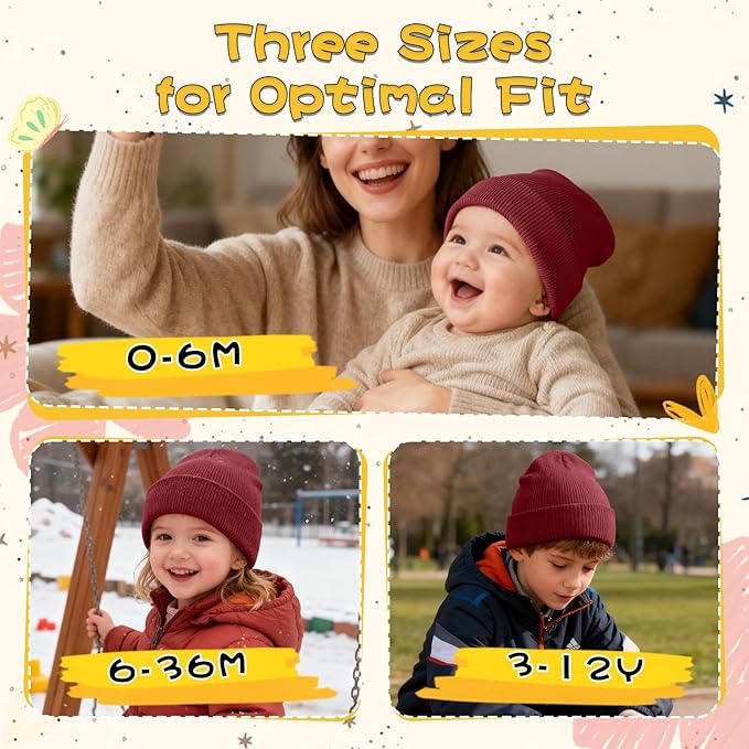 ZOORON Toddler Beanie Baby Kids Beanies Warm Winter Hat Knit Skull Cap for Boys & Girls Soft Children Infant Hat