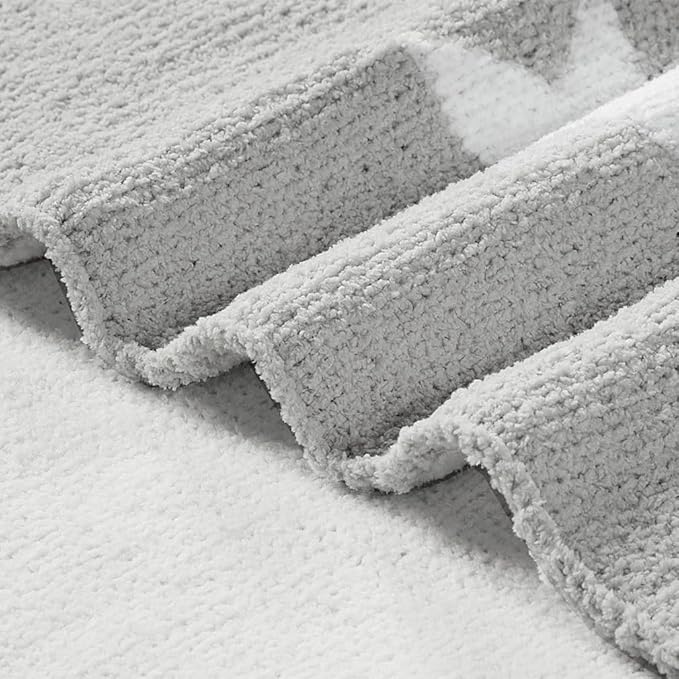 CREVENT 30"X40" Cozy Soft Warm Chenille Baby Blanket for Girls Boys, Newborn Essentials for Infant, Baby Shower Receiving Gift - Grey Star