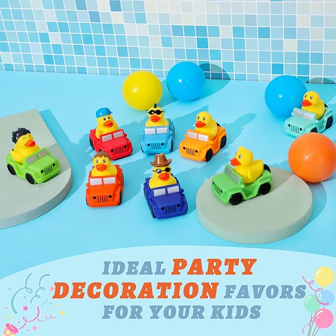 XY-WQ 8 Pack Rubber Duck for Jeeps Ducking - 3" Bulk Floater Duck for Kids - The Shape of a Vehicle - Baby Bath Toy Assortment - Party Favors, Birthdays, Bath Time, and More (8 Varieties)