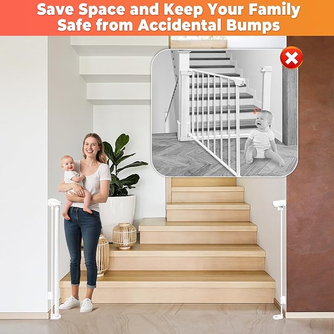 Retractable Baby Gates for Stairs, 55" Wide Retractable Dog Gate Pet Gate, 34" Extra Tall Child Safety Gate Toddler Mesh Gate with Support Rods for Doorways, Hallways, Deck, Porch, Indoor, Outdoor