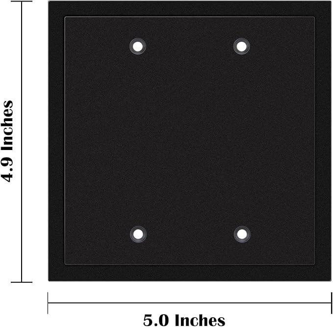 Henne Bery Modern Edge Decorative Wall Plate Switch Plate Outlet Cover, Durable Solid Zinc Alloy (Double Blank, Matte Black)