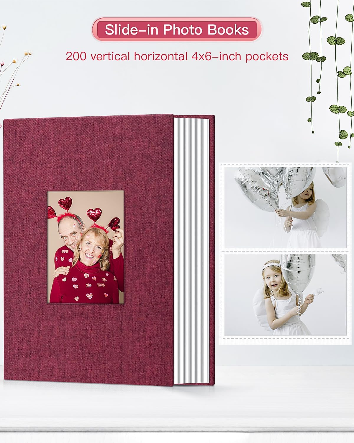 popotop Photo Album 4x6-200 Photos Photo Books with 200 Horizontal Pockets,Linen Cover Albums for Family Wedding Anniversary Baby Vacation Pictures