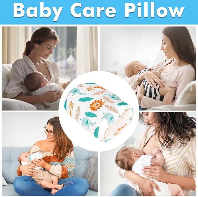 Nursing Arm Pillows for Breastfeeding,Baby Feeding Arm Pillow Portable and Washable for Travel, Soft Cotton Ergonomic Bottle Nursing Essentials（White Elephant）
