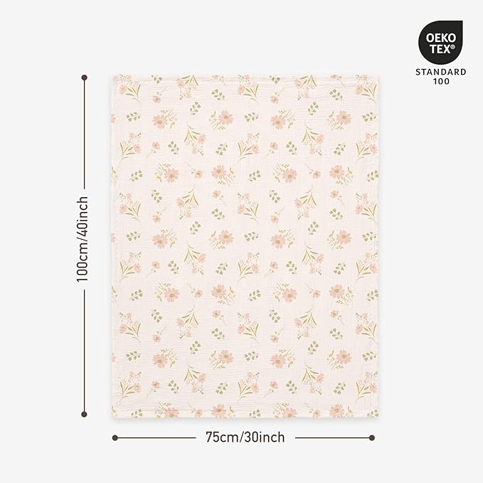 GLLQUEN BABY Blankets for Unisex Newborn Super Soft Nursery Minky Blankets with Muslin Cotton Front and Dotted Fleece Backing, Spring is in The Air, 30 x 40 inches