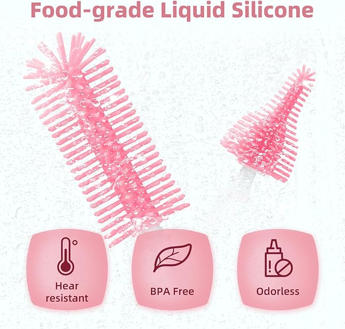 Electric Bottle Brush Cleaner,Electric Baby Bottle Brush Cleaner, Baby Bottle Washer,8 in 1Automatic Bottle Cleaner Brush Set (Pink)