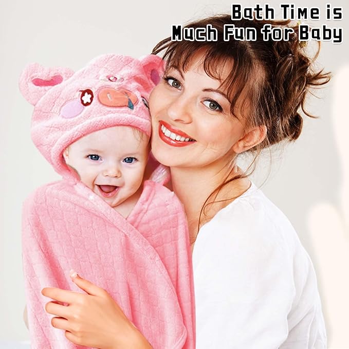 Toddler Bath Towel Hooded Kids Bath Towels Baby Towels with Hood Toddler Towels for Boy Girl 0-5 Years, 2-Pack Absorbent Baby Bath Towels Hooded Kids Bath Large 50''x32''