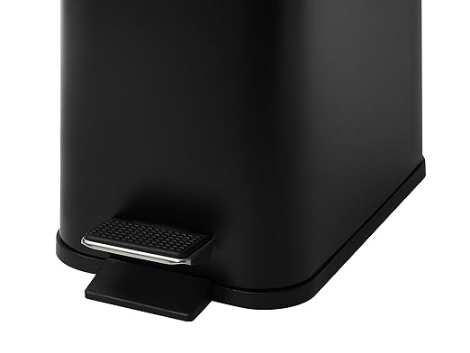 SunnyPoint 5 Liter(1.32 Gallon) Small Trash Can with Plastic Inner Buckets; Rectangle Bathroom, Office, Kitchen, and Bedroom Step On and Slow Close