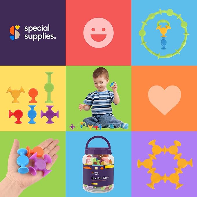 Special Supplies Suction Construction Bath Toys for Children, 50-Pcs Motor Skills, Hand-Eye Coordination, Bath Toy, Sensory, Creativity Imagination Educational Toys, Vibrant Colors, for Kids