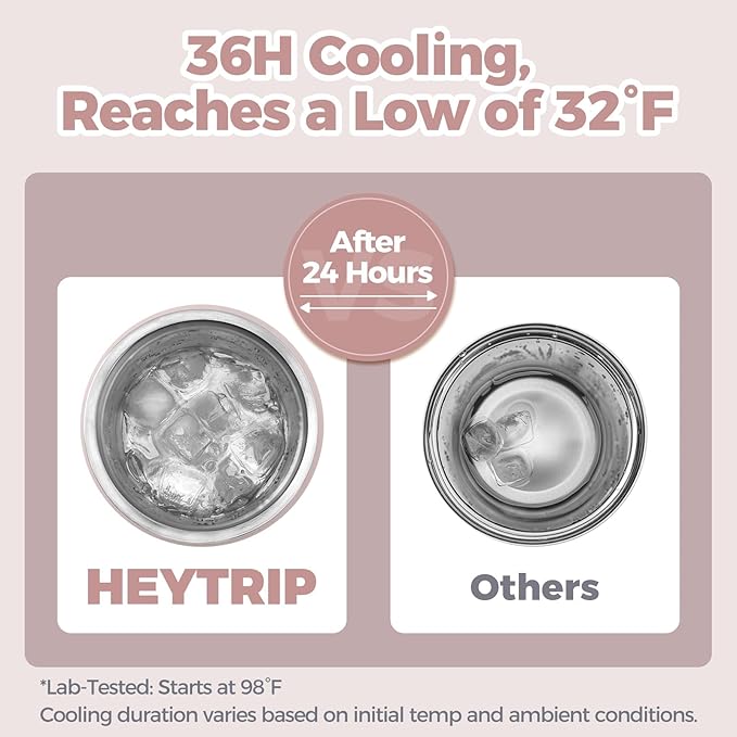 HEYTRIP Vacuum Insulated Breastmilk Cooler Bottle, 20oz Stainless Steel Portable Breastmilk Chiller, Reusable Storage Container Keeps Milk Fresh for 36+ Hours, TSA Approved, Rosy Azure