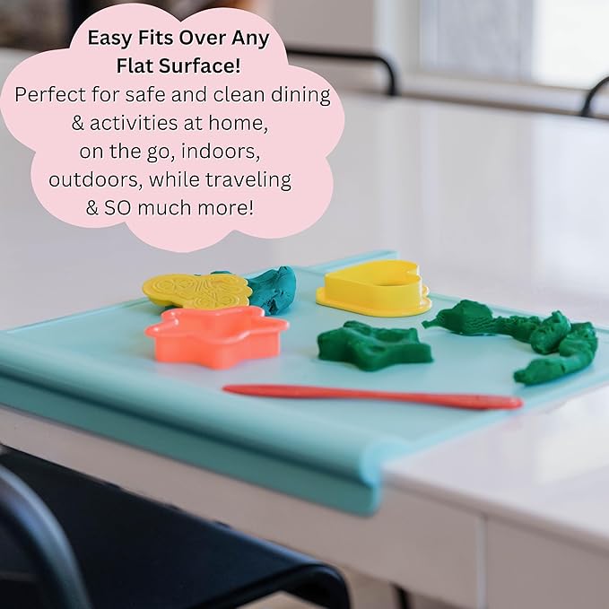 The Table Tyke Silicone Suction Placemat | Teething Edge Bumper/Spill Stopper | Dishwasher Safe, Travel Ready, Fits Highchairs | Suction Cup Activity Mat for Babies & Toddlers | BPA Free (Ballet Pink)