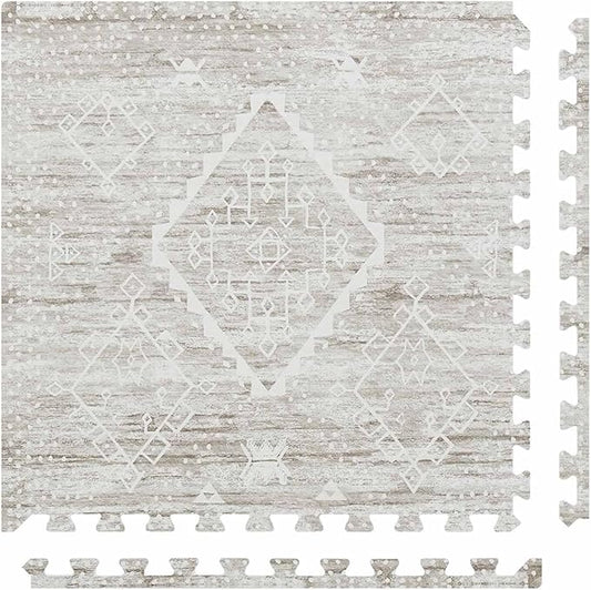 House of Noa Baby Play Mat – 4x6 Driftwood Ula – Set of 6 Tiles – Cushioned EVA Foam Play Mat for Floor, Soft Interlocking Baby Crawling Mats for Hard Floors