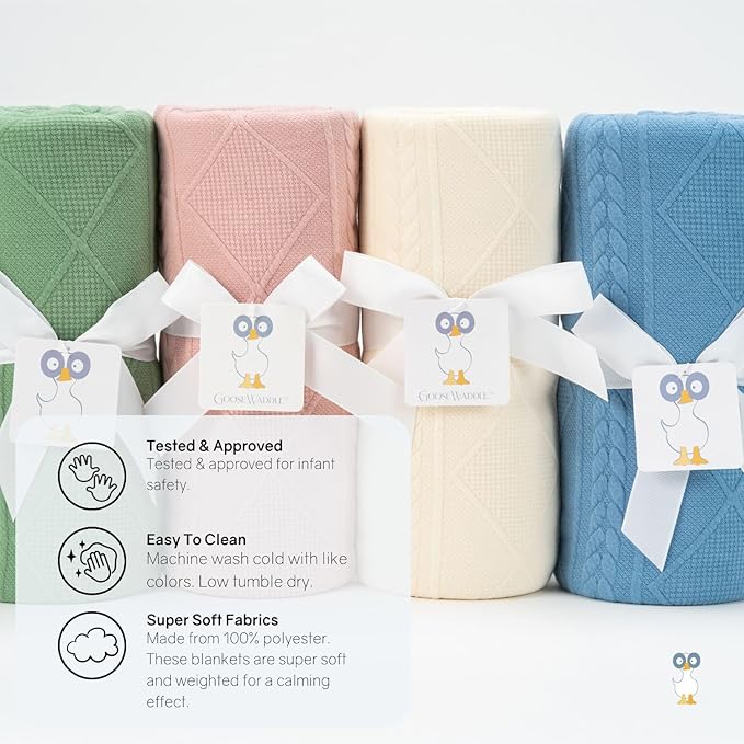 GooseWaddle Cotton Knit Blanket - Oatmeal, 30'' x 30'' - Luxury Baby Blanket for Infant, Kid, Toddler - Unisex, Soft, Machine Washable, All Seasons