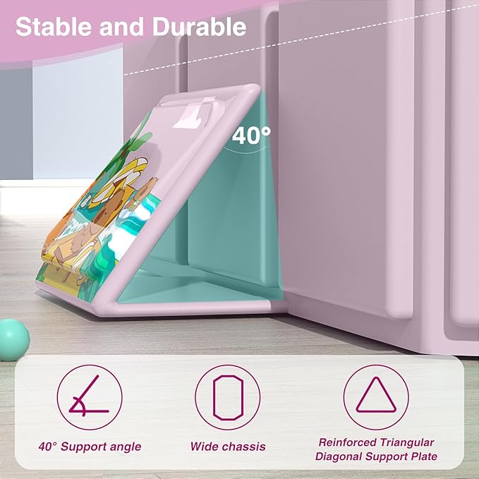 Portable Folding Baby Bath Tub, 29.5L x 17.7W x 9.8H inches, Suitable for 0-6 Years, Pink/Mint Green (Pink)