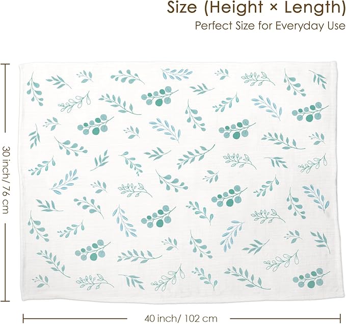 Baby Blankets for Boys Girls, Soft Nursery Minky Blankets with Muslin and Dotted Fleece Back 30x40 inches, Receiving Bed Quilt for Newborn, Infants, Toddlers (Leaf)