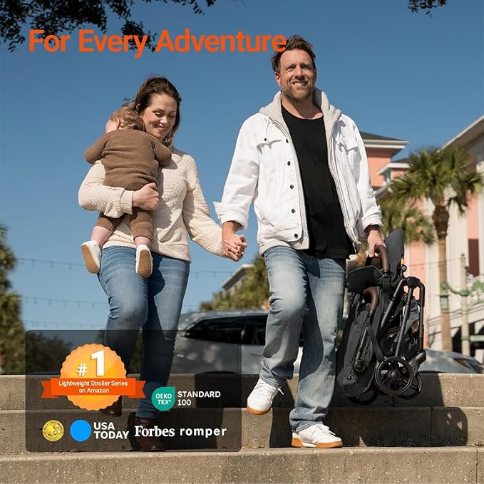 MAMAZING Lightweight Baby Travel Stroller with Carbon Fiber Frame, Compact & Airplane-Friendly, One-Handed Folding Design, 11.6 lbs, Perfect for Toddlers, Jet