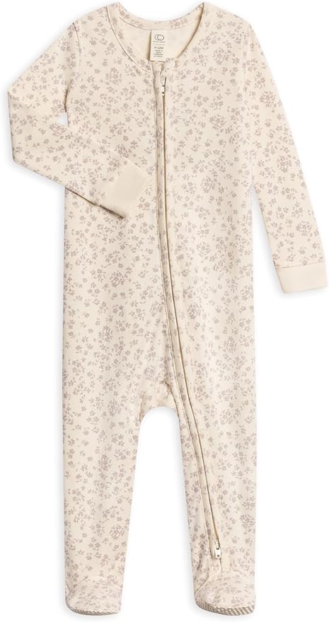 Colored Organics Baby Zip-Up Footed Sleeper with 2-Way Zipper - Newborn Organic Cotton Pajamas