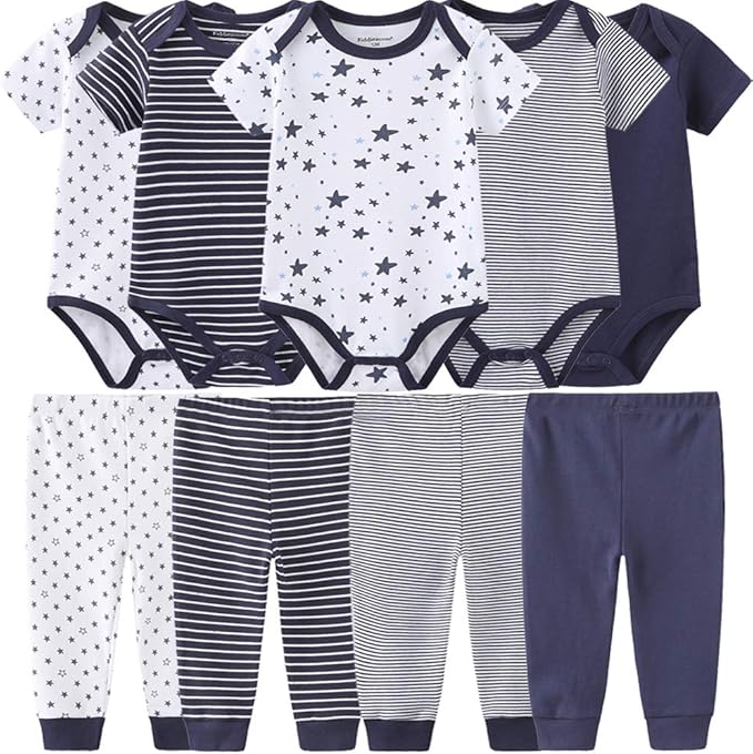 Baby Layette Set Baby Boys' 9-Piece Bodysuits Pants Set Toddler Girl Boy Unisex Baby Gift Sets