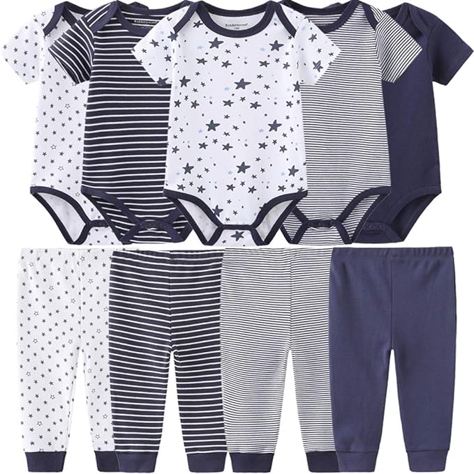Baby Layette Set Baby Boys' 9-Piece Bodysuits Pants Set Toddler Girl Boy Unisex Baby Gift Sets