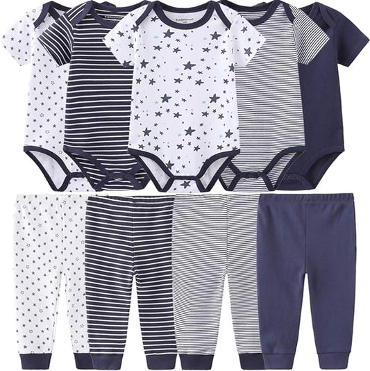 Baby Layette Set Baby Boys' 9-Piece Bodysuits Pants Set Toddler Girl Boy Unisex Baby Gift Sets