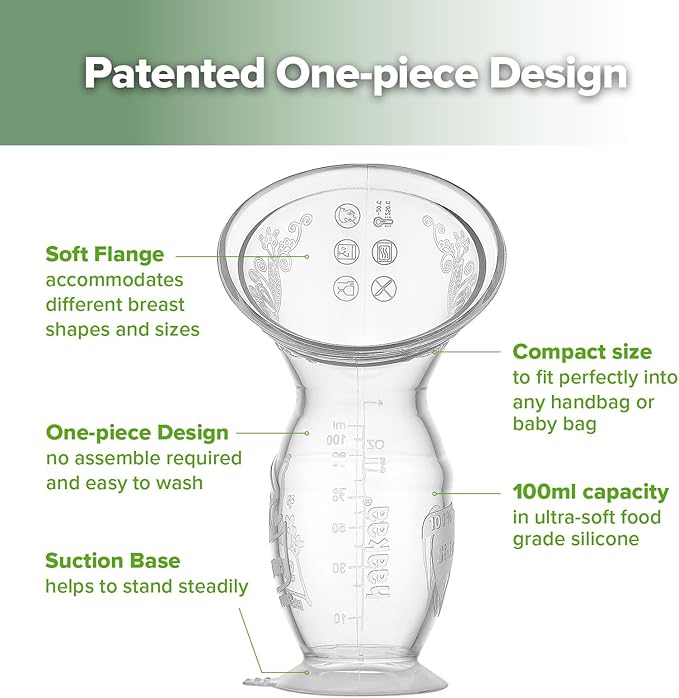 haakaa Manual Breast Pump & Silicone Cap Combo for Nursing Mom (Blush, 4oz. with Base)