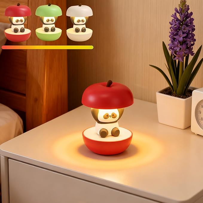 Cute Panda Night Light, LED Squishy Novelty Animal Night Lamp, 3 Level Dimmable Nursery Touch Kawaii Lamp, Birthday Christmas Gifts (USB Rechargeable)