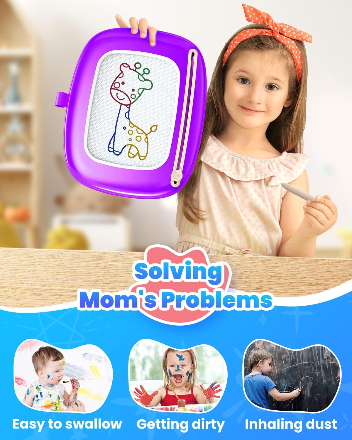 Doodle Board for Toddler Toys Age 1-2, Magnetic Writing Board, Preschool Learning and Educational Toys for 1 2 3 Years Old Girl Boy Gift for Birthday -Purple