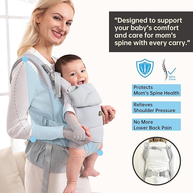 Baby Carrier for Newborns to Toddlers, Adjustable, Ultra-Soft and Weightless, Ergonomic Baby Carrier with Head Support, Baby Travel Gear, Baby Essentials (Blue)