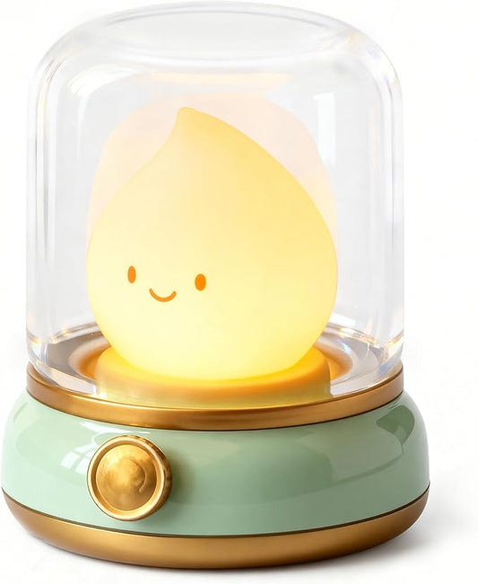 Cute Smiley Lamp, Portable LED Camping Lantern Night Light, Rechargeable, Dimming, Table Bedside Candle Light for Baby Nursery Decor, Bedroom, Bathroom