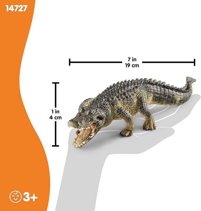 Schleich Wild Life Realistic Alligator Figurine with Movable Jaw - Detailed Alligator Toy Figure, Durable for Education and Fun Play, Perfect for Boys and Girls, Gift for Kids Ages 3+