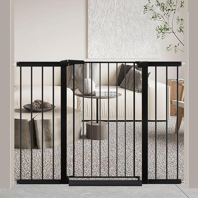 Extra Tall 38.5" Pet Gate - 48.82"-51.57" Wide Walk-Through Baby Gate with Door for The House - Puppy Dog Child Safety