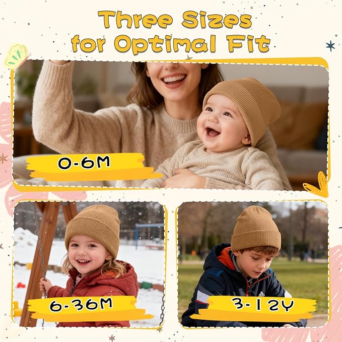 ZOORON Toddler Beanie Baby Kids Beanies Warm Winter Hat Knit Skull Cap for Boys & Girls Soft Children Infant Hat