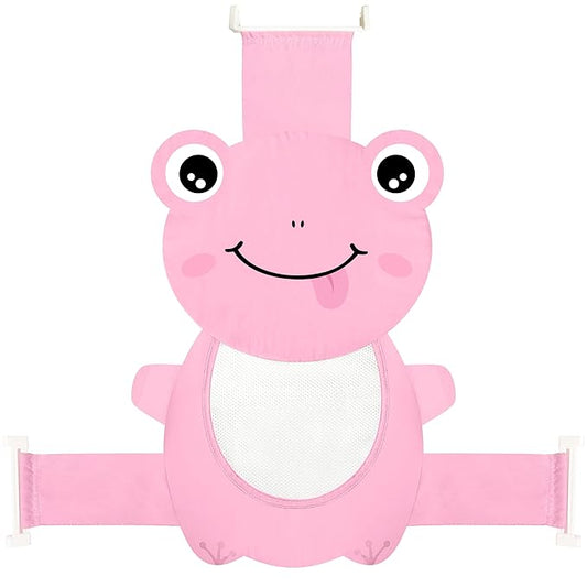 Baby Bath Seat Support Net, Quick Drying, Adjustable, Comfortable, Non-Slip, Infant Bathtub Sling Shower Mesh for a Tub, Soft Newborn Bath Mat (Deep Pink Frog)