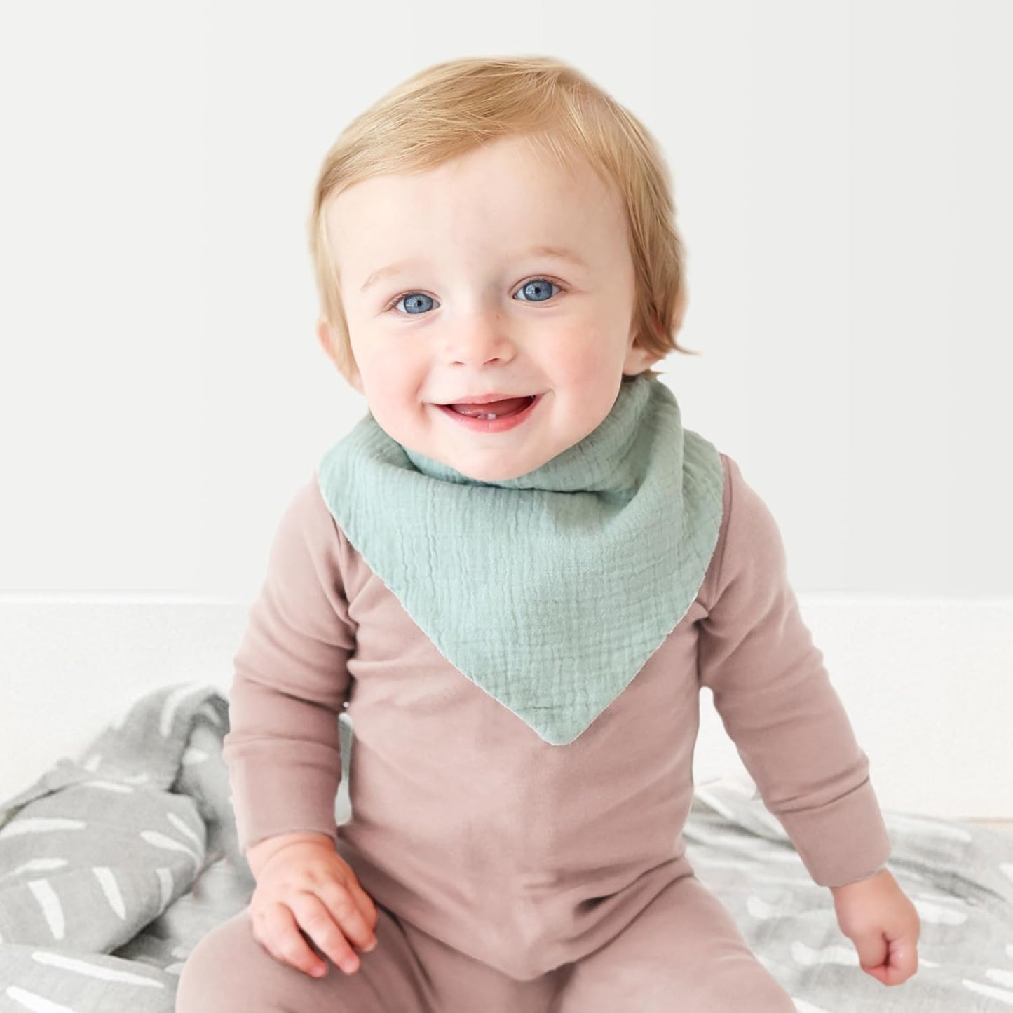 Konssy Muslin Baby Bibs 10 Pack Baby Bandana Drool Bibs 100% Cotton for Unisex Boys and Girls, Soft Absorbent Set for Teething and Drooling