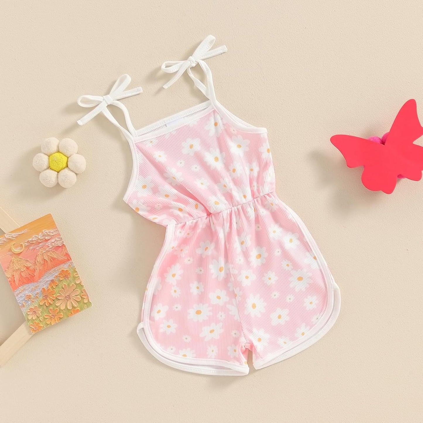 WZTYYDS Toddler Baby Girl Summer Clothes Floral Romper Tie-Up Strap Halter Jumpsuit Infant Summer Sling Playsuit 6M-3T