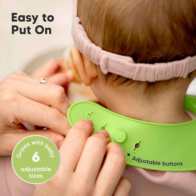 KeaBabies 2-Pack Silicone Baby Bibs for Eating - Sturdy Food-Grade Silicone Bibs for Babies Girl, Boy, Large Food Catcher, Clean & Put On Easily, Waterproof Toddler Feeding Essentials (Cloud Nine)