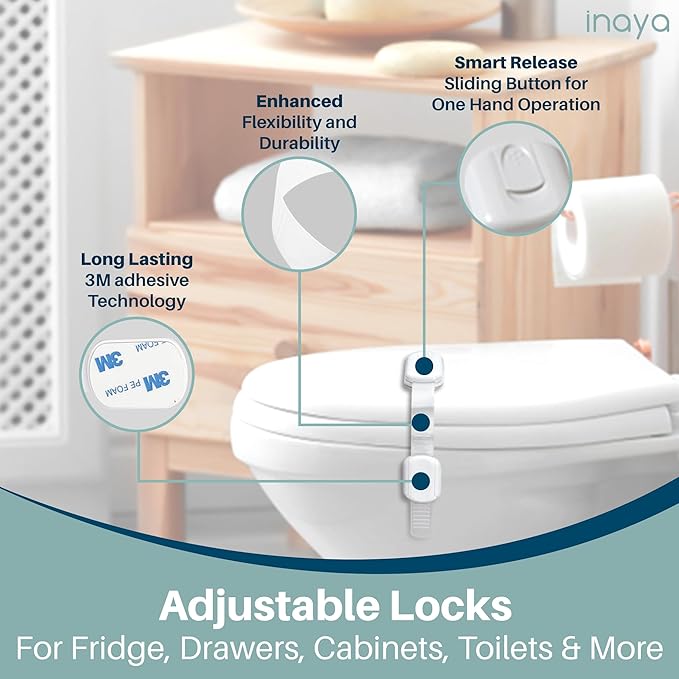 Inaya Complete Baby Proofing Kit - Child Safety Hidden Locks for Cabinets & Drawers, Adjustable Safety Latches, Corner Guards and Outlet Covers - Baby Proof Pack to Keep Your Child Safe at Home