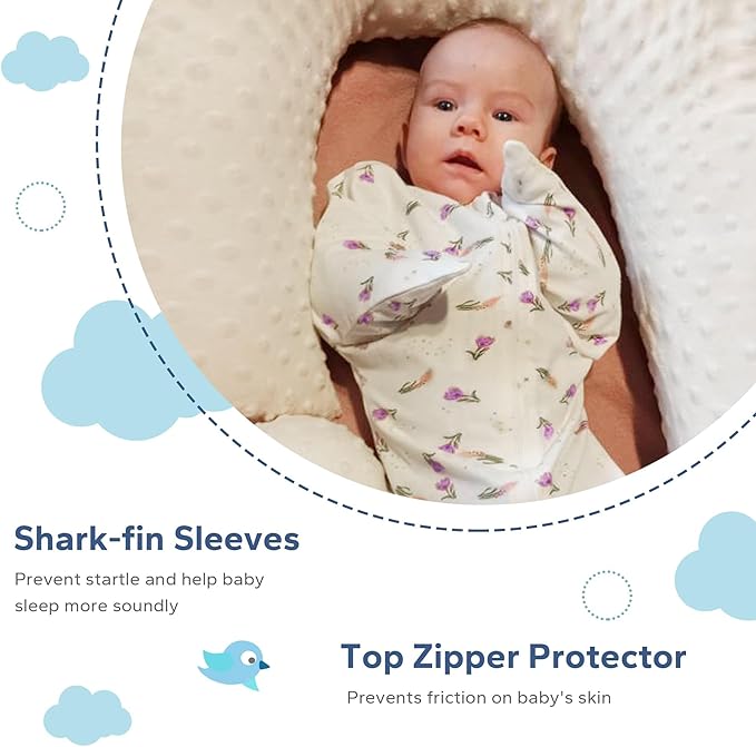 ZIGJOY Shark-Fin Transition Swaddle - 1.0 Tog Baby Sleep Sack Soft Cotton Transitional Swaddle Baby Wearable Blanket