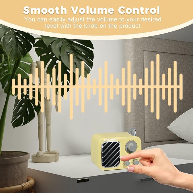 Vintage Style White Noise Machine – Portable Sleep Sound Device with 16 Relaxing Sounds, Timer & Stepless Volume, Rechargeable Sleep Aid & Gift for Teens, Kids, Baby, Travel & Office (Yellow)