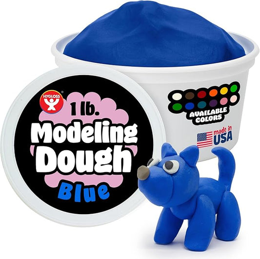 Hygloss Play Modeling Dough for Kids – Safe & Non-Toxic Sensory Dough for Arts and Crafts – 1 lb Tub – Play Clay for Toddler Activities, Preschool Classroom Must-Haves – Blue Color, Unscented