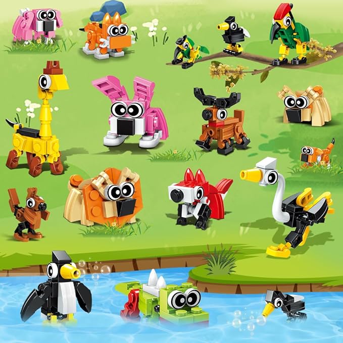 30 Pack Party Favors for Kids, 750 PCS Animals Building Block Toy for Goodie Bag Stuffers, Classroom Student Prizes Easter Gift Children's Day Birthday for Kids Boys Girls Ages 6-12+