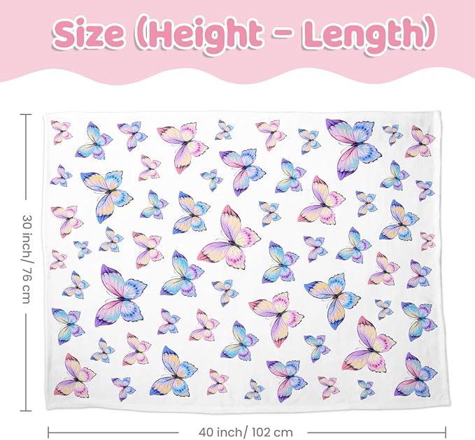 SANDJEST Kid Blankets for Girls 30 x 40 - Kids Throw Minky Blankets with Layer Dotted Backing - Gifts for Birthday Nursery Room Decor