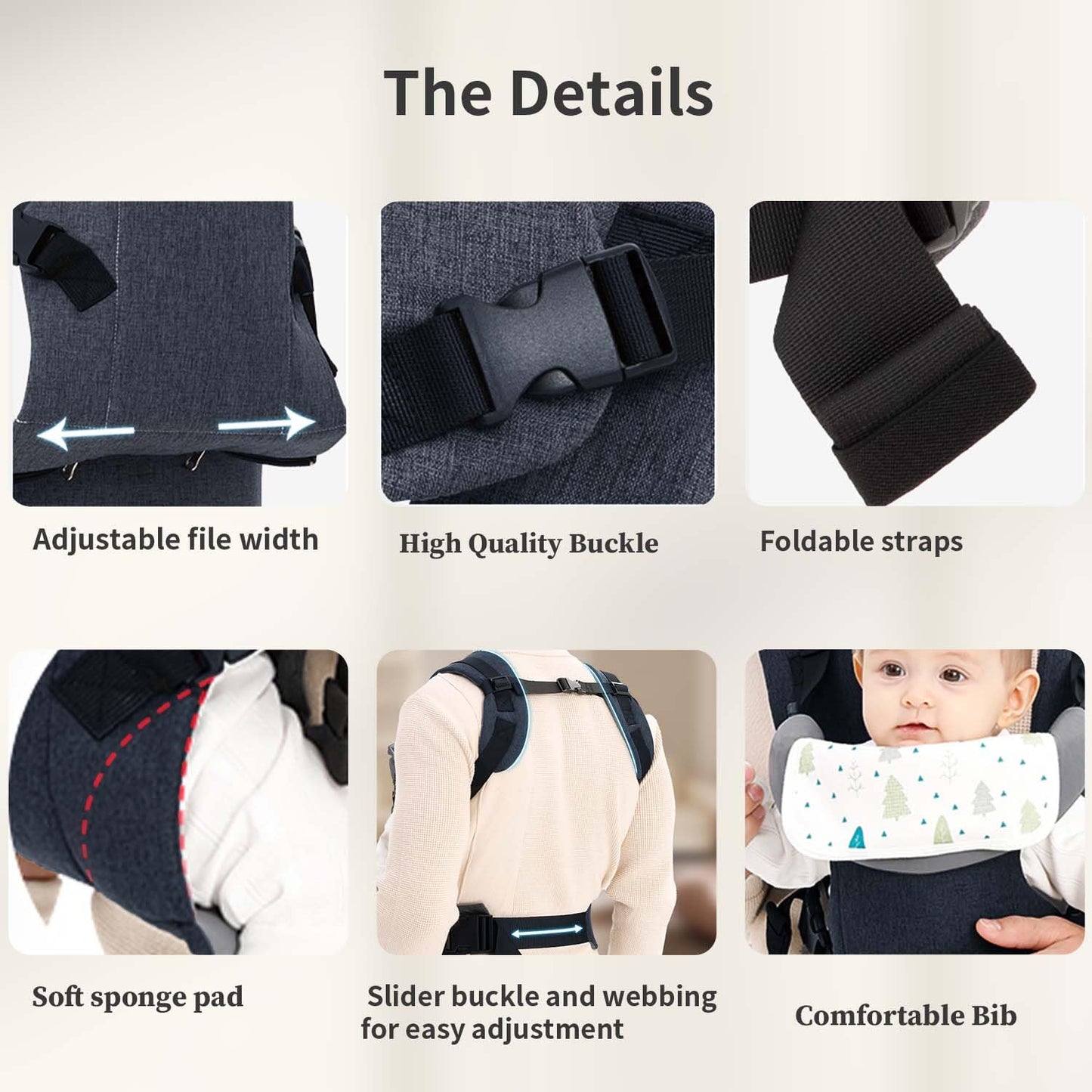 Baby Sling Carrier,4-in-1 Ergonomic Baby Backpack Front Carrier,Newborn to Toddler Wrap Lightweight Adjustable Baby Sling,DarkBlue