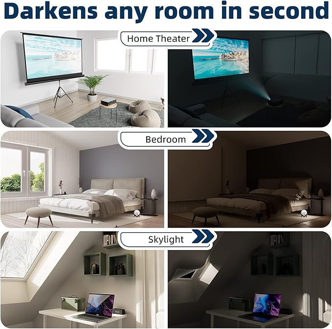 NIGHTON Portable Blackout Curtains 71"×57" Strong Hook and Loop Tape Strips with Adhesive,Black Out Shades That can be Cut,100% Blackout Material Window Blinds for Baby Nursery or Travel Use-White V6